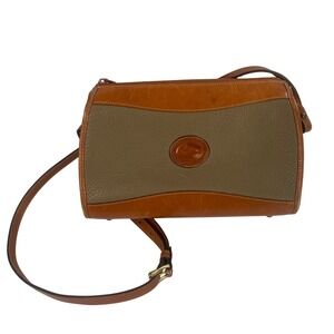 Vintage Dooney Bourke All Weather Leather Crossbody Bag Brown Tan Shoulder Purse